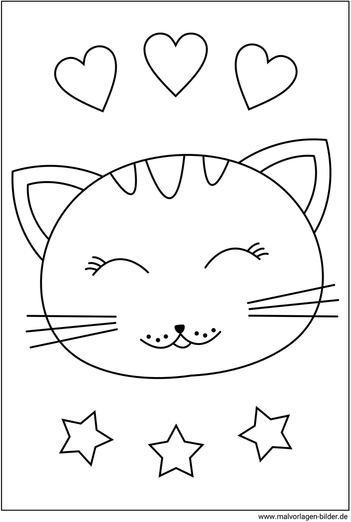malvorlage-katze-herzen-und-sternen
