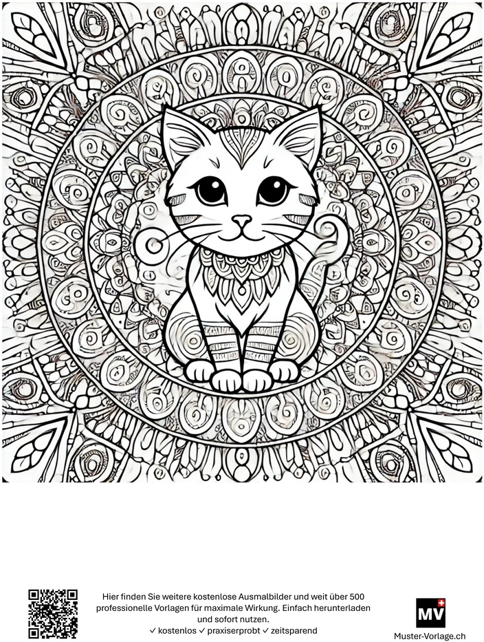 malvorlage-katze-im-mandala-design