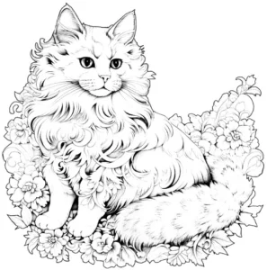 malvorlage-katze-in-blumenmeer
