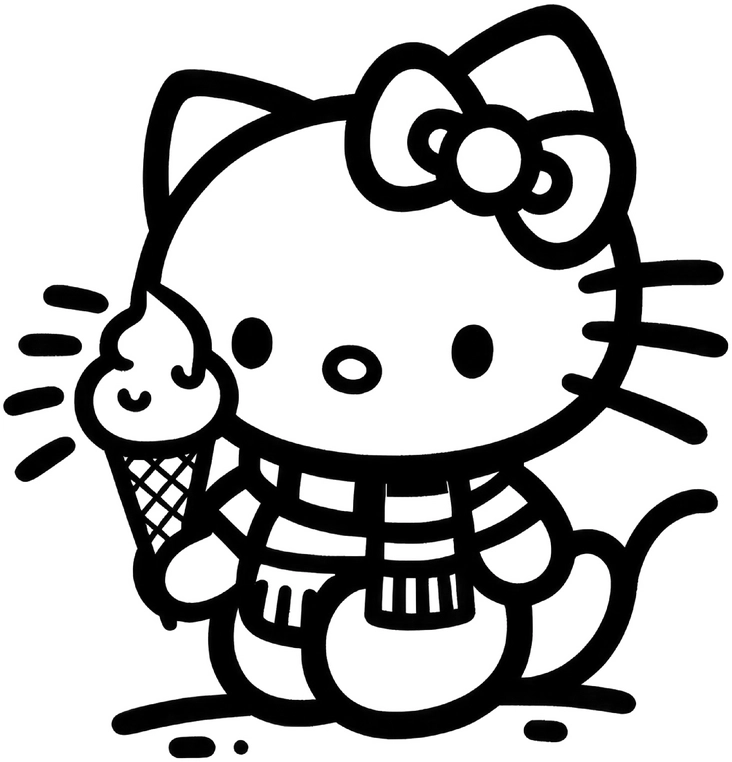 malvorlage-katze-mit-eis-in-modischem-pullover