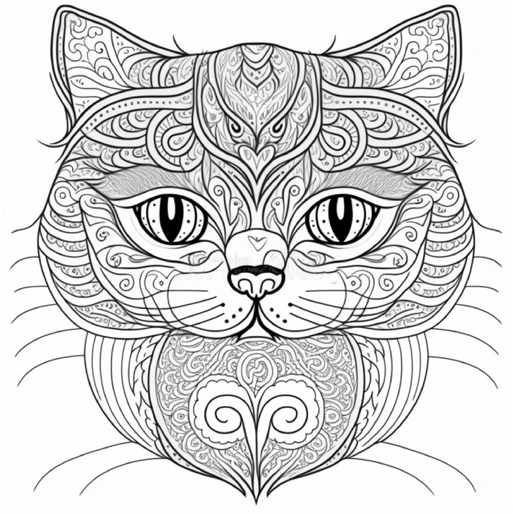 malvorlage-katze-mit-mandala-mustern