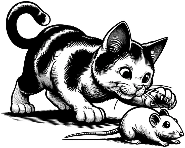 malvorlage-katze-mit-maus-zum-ausmalen