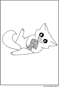 malvorlage-katze-mit-wollknaeuel-ausmalen
