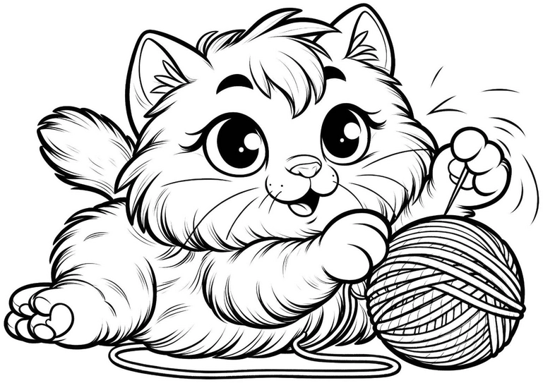 malvorlage-katze-mit-wollknaeuel