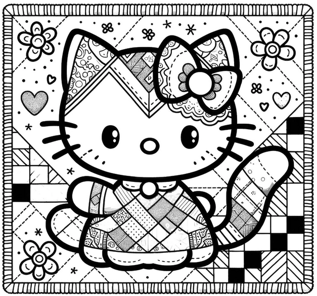 malvorlage-katze-patchwork-ausmalbild