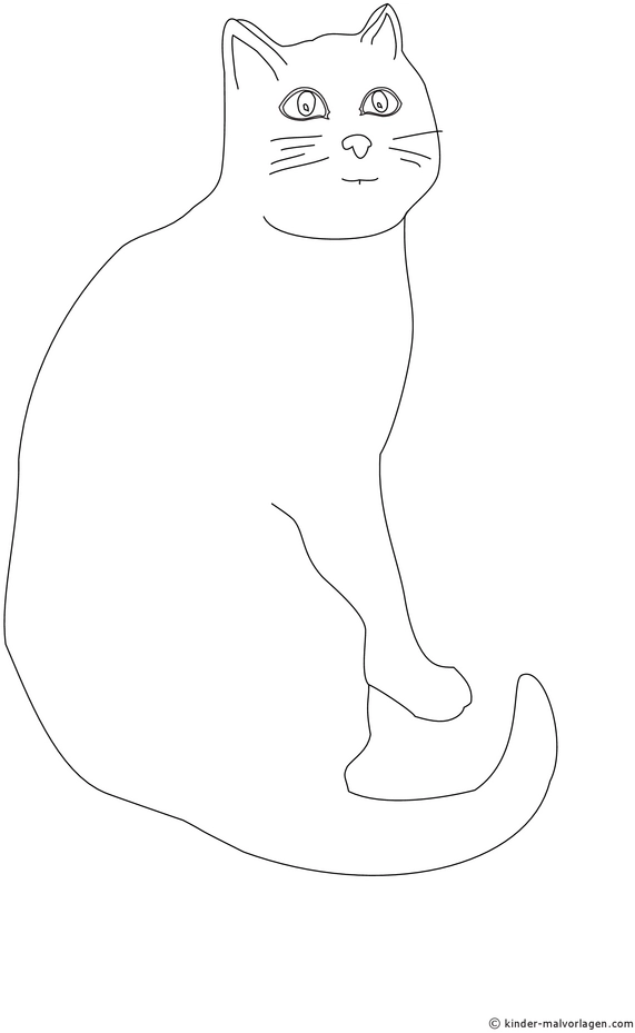 malvorlage-katze-sitzt-und-schaute-nett-zu