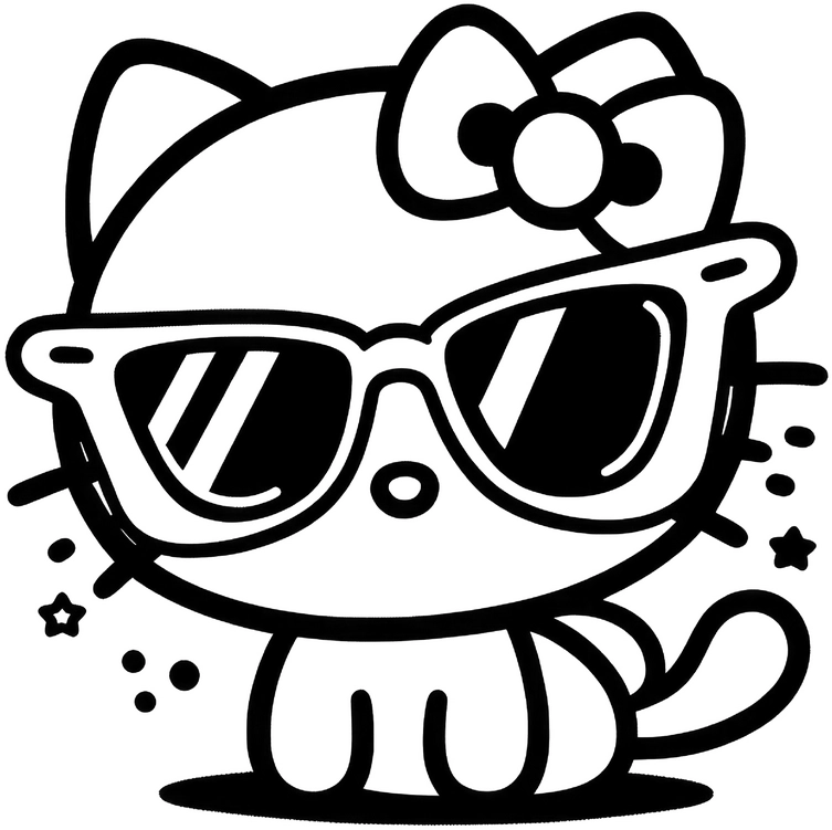 malvorlage-katze-sonnenbrille-schleife