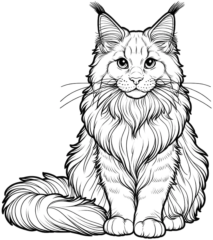 malvorlage-katze-ueppiges-fell-und-grosse-augen