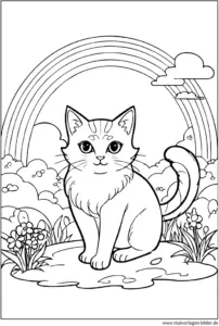 malvorlage-katze-vor-regenbogen