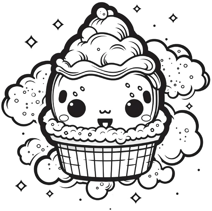 malvorlage-kawaii-eiscreme-im-waffelbecher