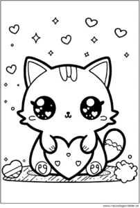 malvorlage-kawaii-katze-mit-herz-ausmalen