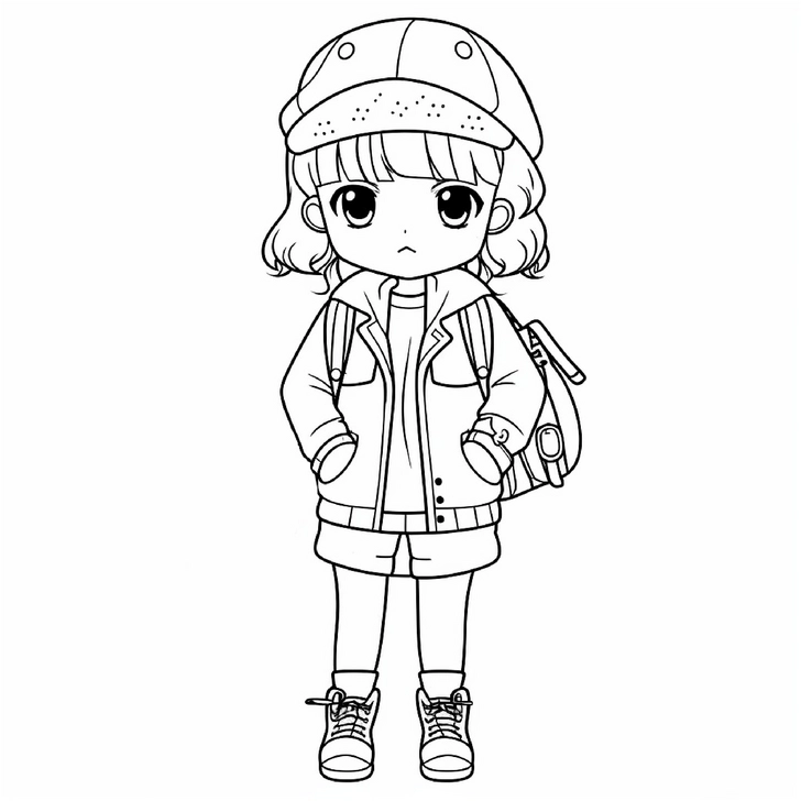 malvorlage-kawaii-maedchen-mit-rucksack