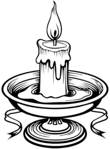 malvorlage-kerze-im-halter-mit-flamme-und-wachs