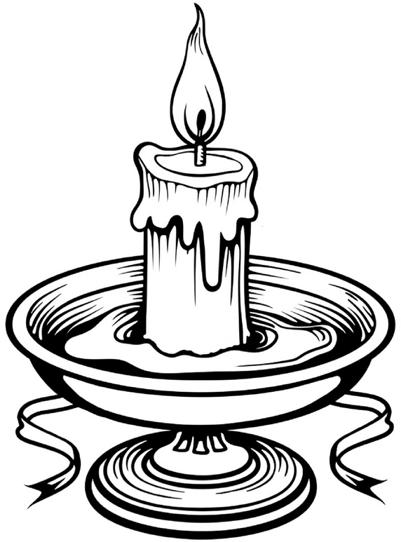 malvorlage-kerze-im-halter-mit-flamme-und-wachs