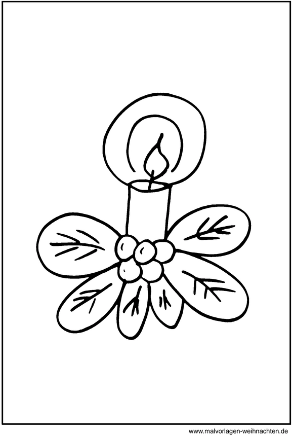 malvorlage-kerze-mit-baeren-und-blaettern