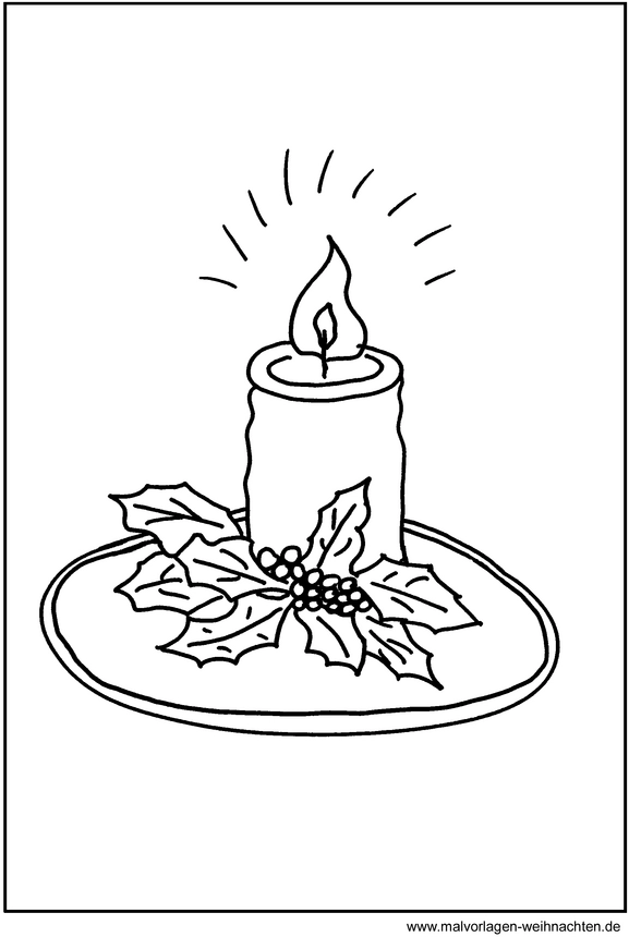 malvorlage-kerze-weihnachtsgruen