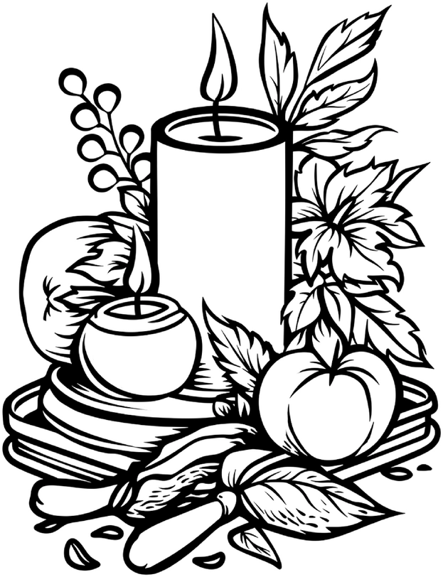 malvorlage-kerzen-und-pflanzen-ausmalen