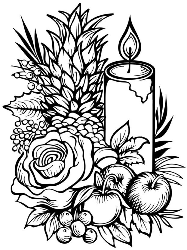 malvorlage-kerzenlicht-blumen-obst