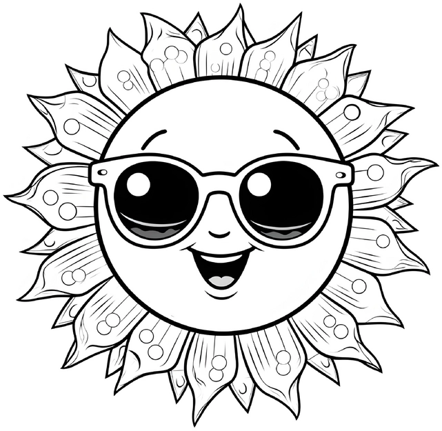 malvorlage-kichernde-sonne-und-blumen