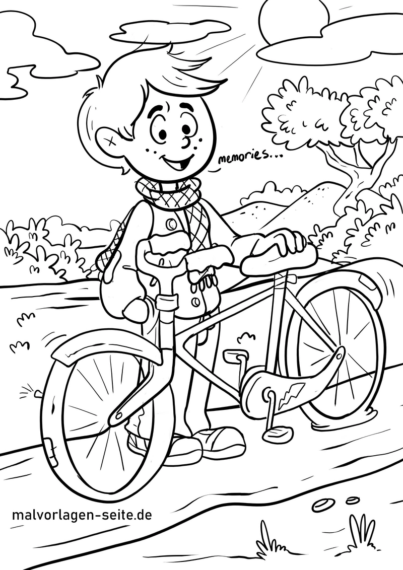 malvorlage-kind-auf-fahrrad-in-natur
