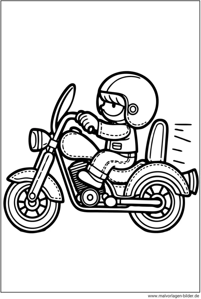 malvorlage-kind-auf-motorrad-ausmalbild
