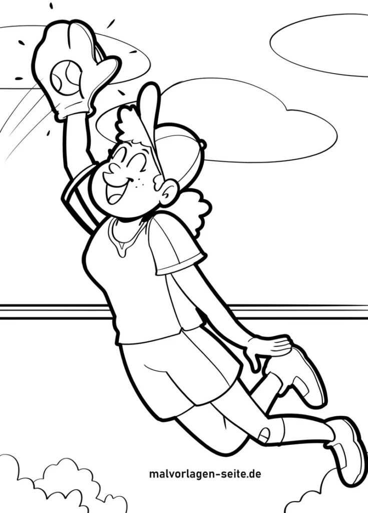 malvorlage-kind-baseball-aktivitaet