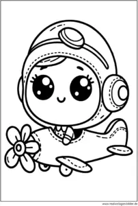 malvorlage-kind-im-flugzeug-ausmalbild