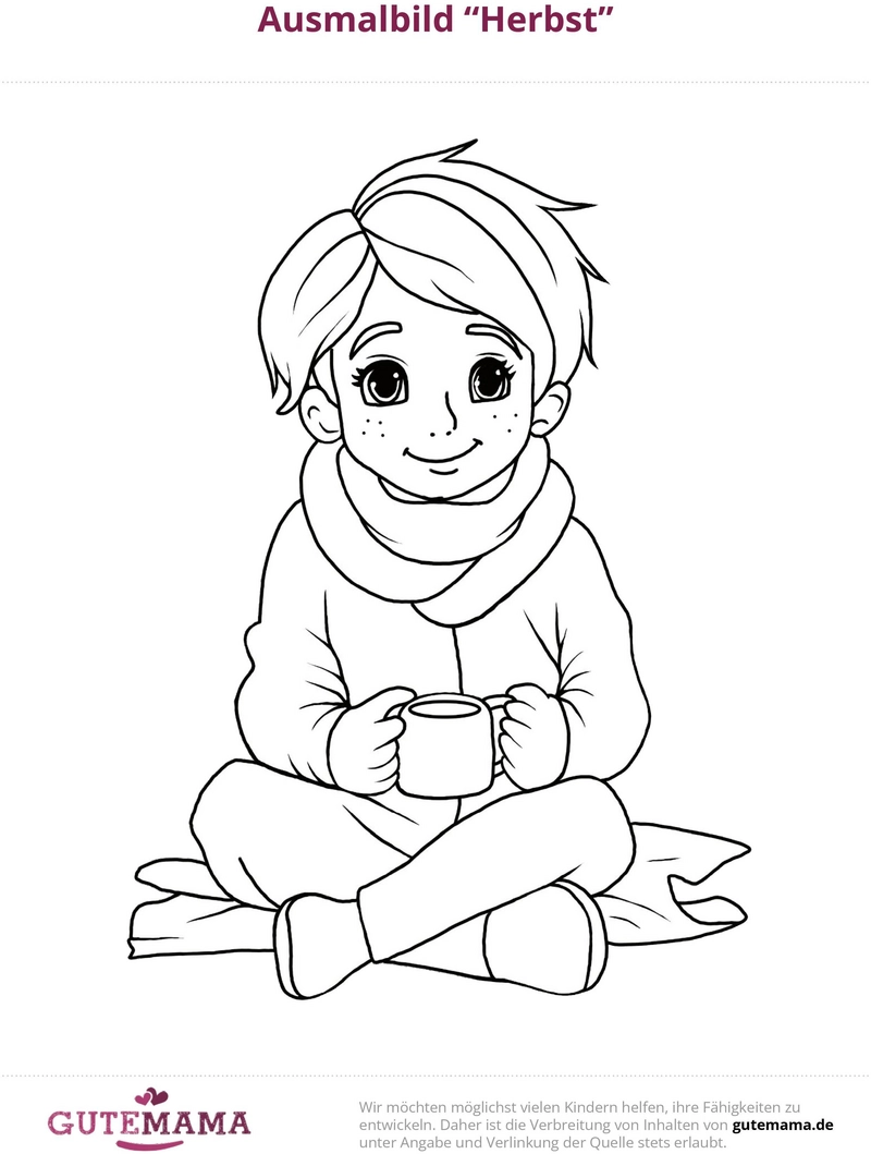 malvorlage-kind-tasse-herbst-ausmalen
