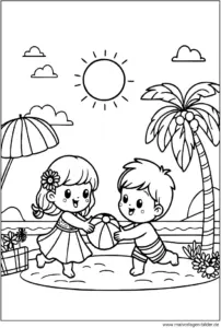 malvorlage-kinder-am-strand-spielen