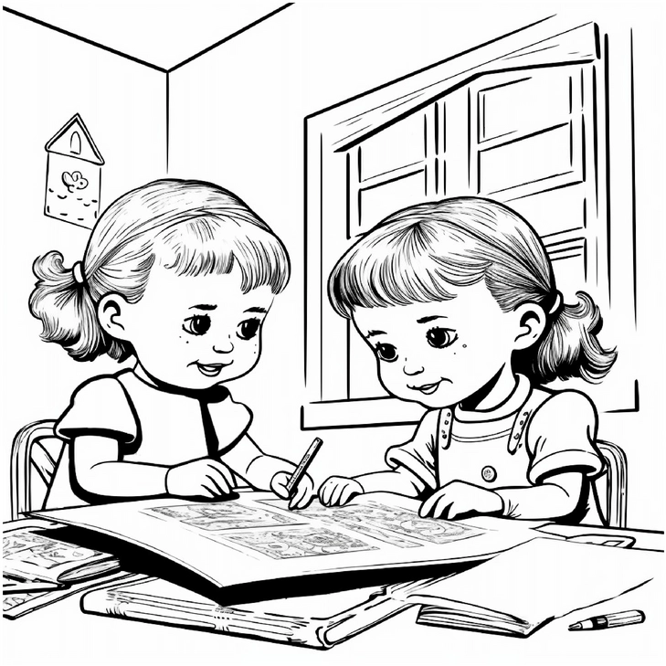 malvorlage-kinder-beim-ausmalen-im-kreativraum