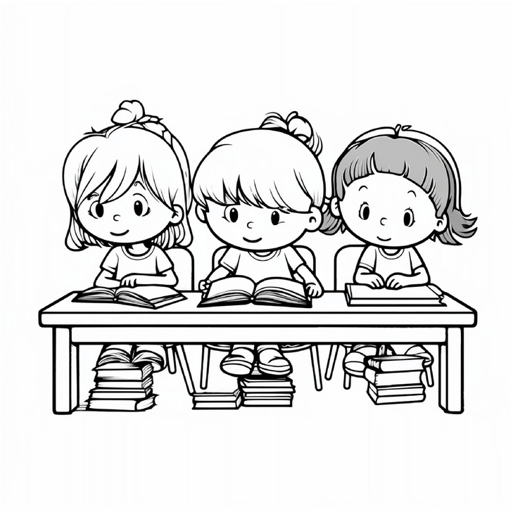 malvorlage-kinder-beim-lernen-mit-buechern