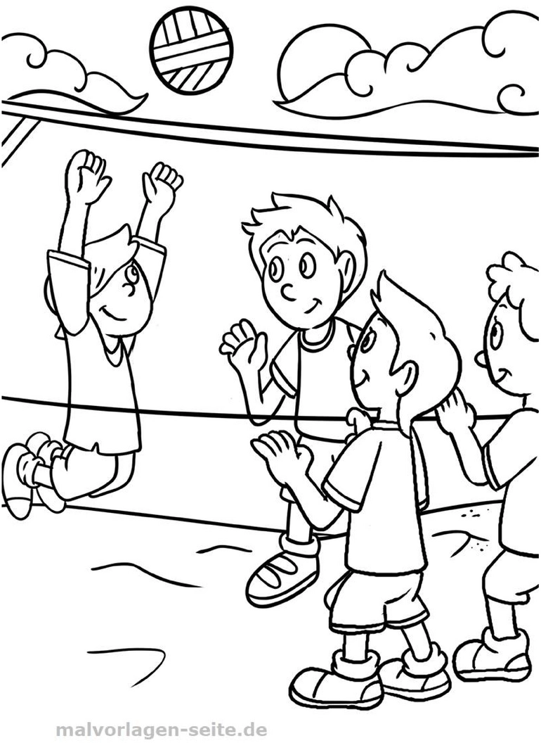 malvorlage-kinder-beim-volleyballspielen