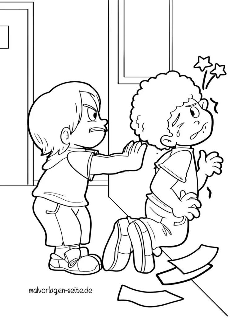 malvorlage-kinder-emotionales-moment-freundschaft-und-mitgefuehl