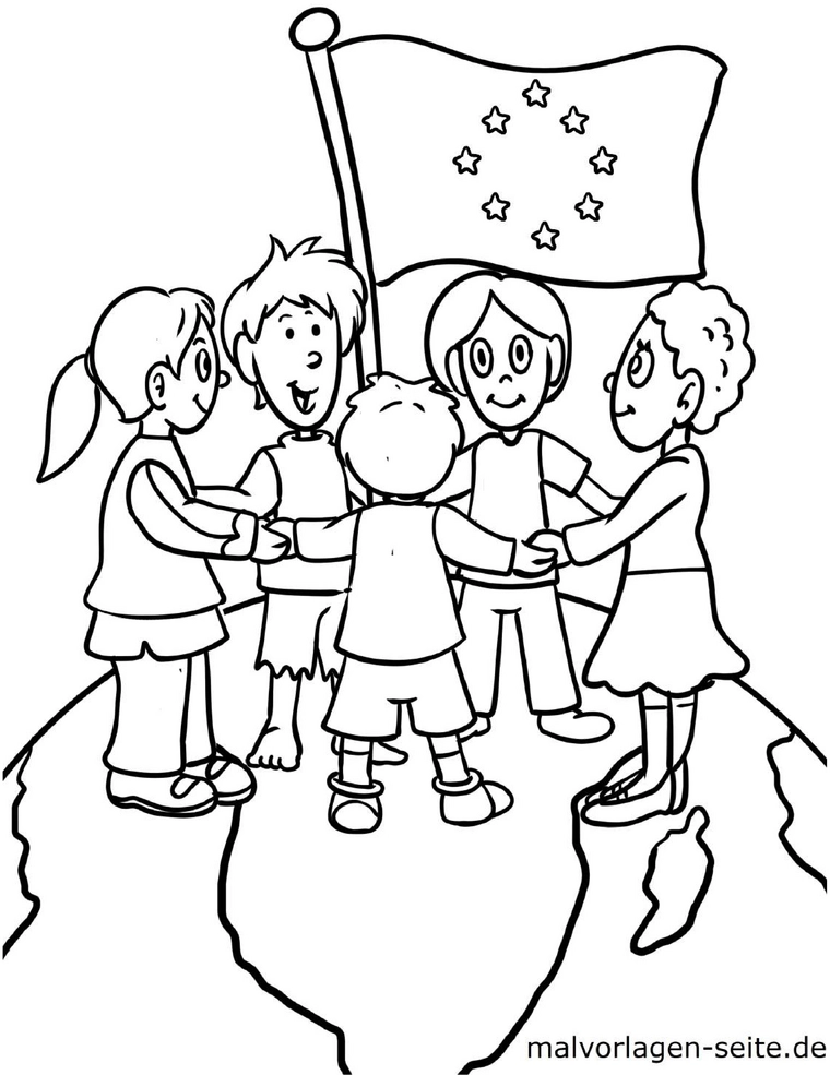 malvorlage-kinder-eu-flagge-weltkugel