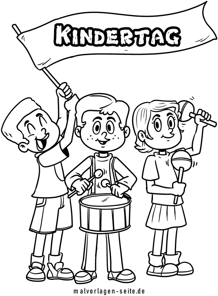 malvorlage-kinder-feiern-kindertag-und-musizieren