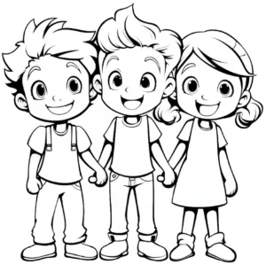 malvorlage-kinder-freundschaft-hand-in-hand