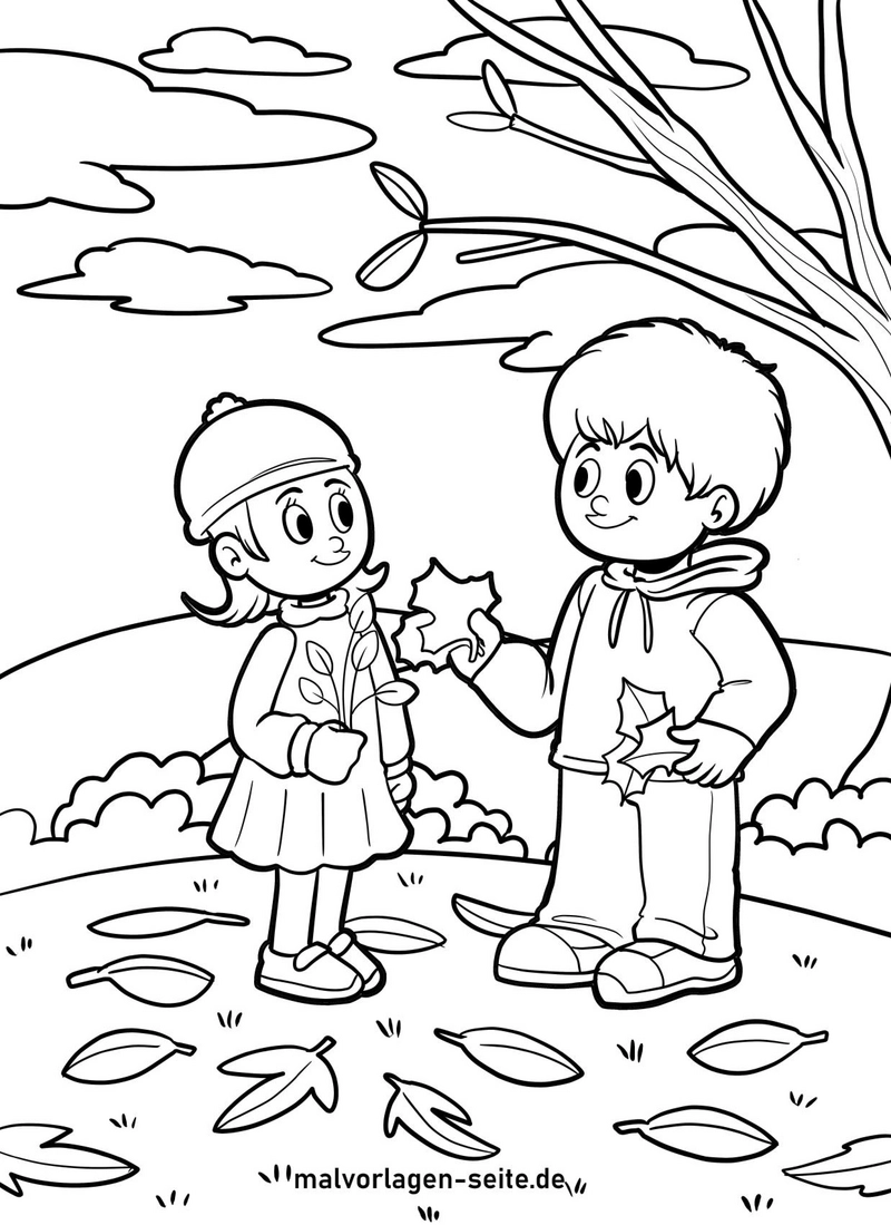 malvorlage-kinder-herbst-bunte-blaetter