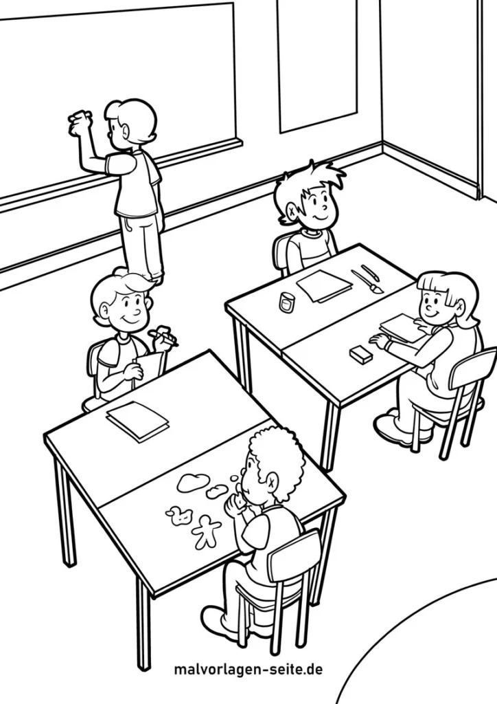 malvorlage-kinder-im-klassenzimmer-malen