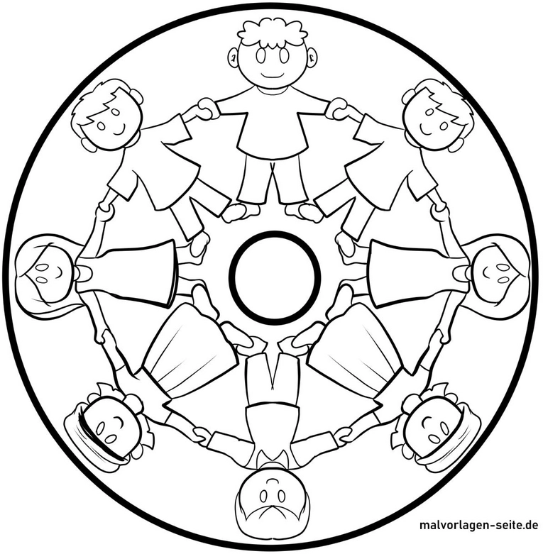 malvorlage-kinder-im-kreis-freundschaft-und-gemeinschaft