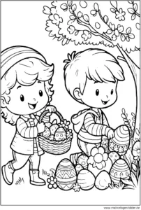 malvorlage-kinder-ostereier-suchen