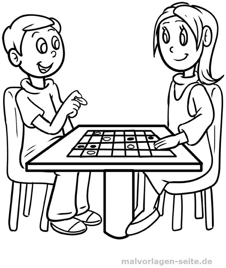 malvorlage-kinder-spielen-am-tisch