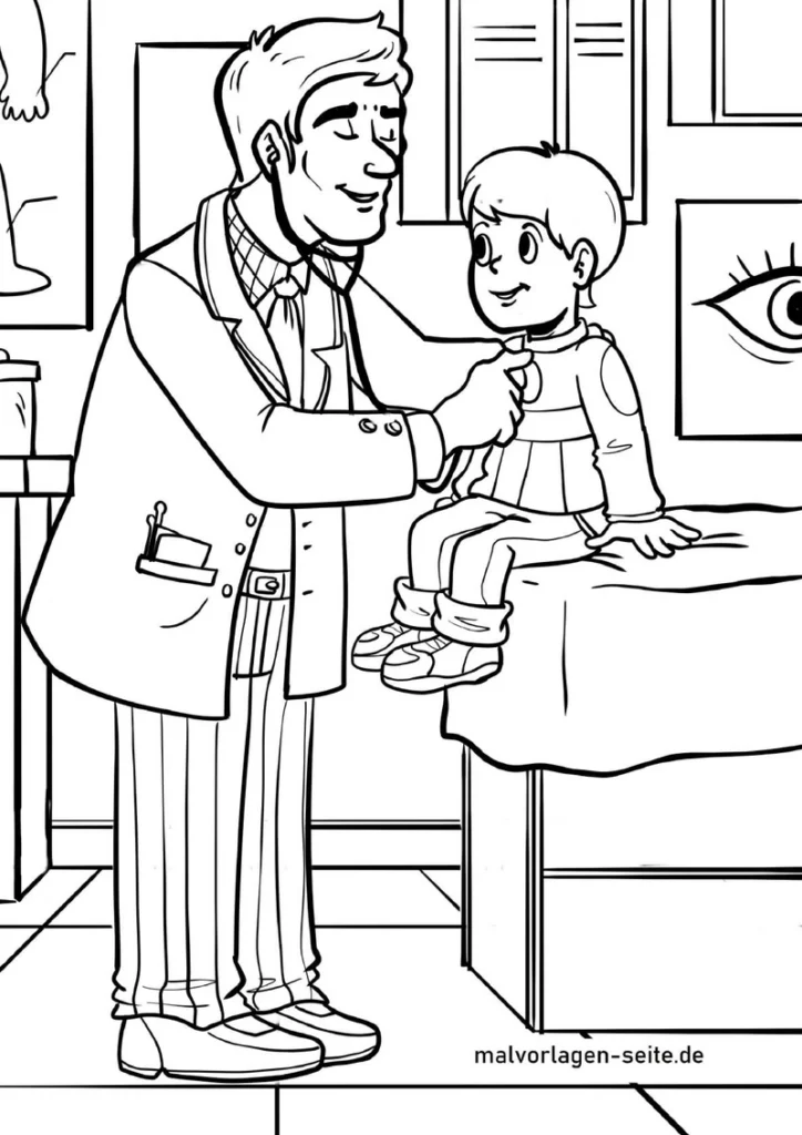 malvorlage-kinderarzt-untersuchung-zum-ausmalen