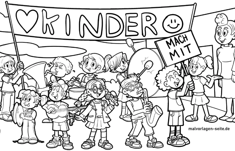 malvorlage-kinderrechte-musik-gemeinschaftsgefuehl
