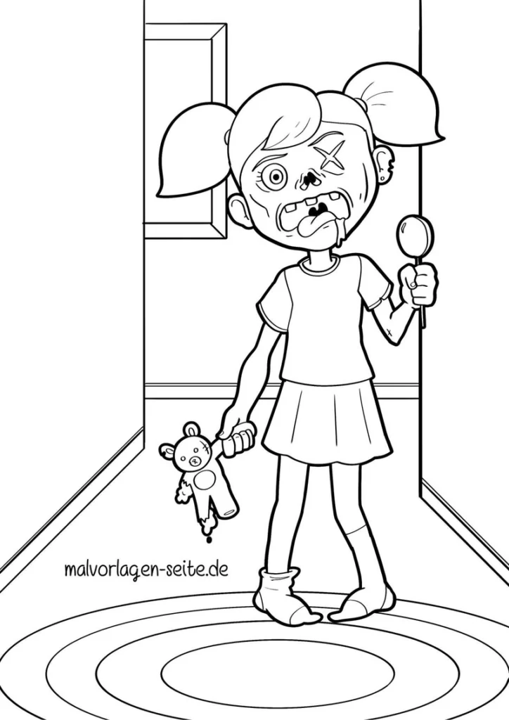 malvorlage-kindliches-wesen-im-flur-raum