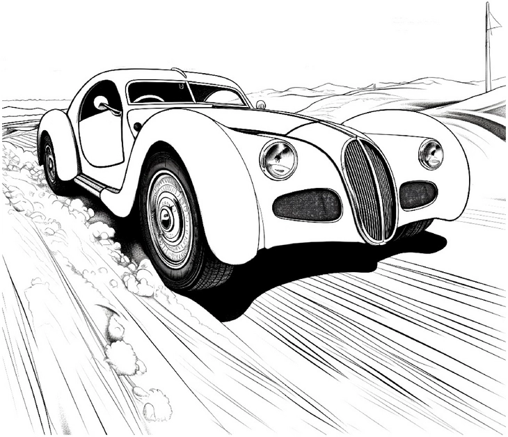 malvorlage-klassisches-auto-dynamische-darstellung