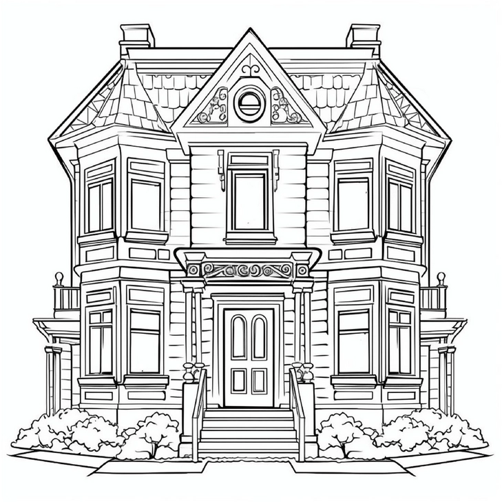 malvorlage-klassisches-haus-mit-detail-reicher-architektur