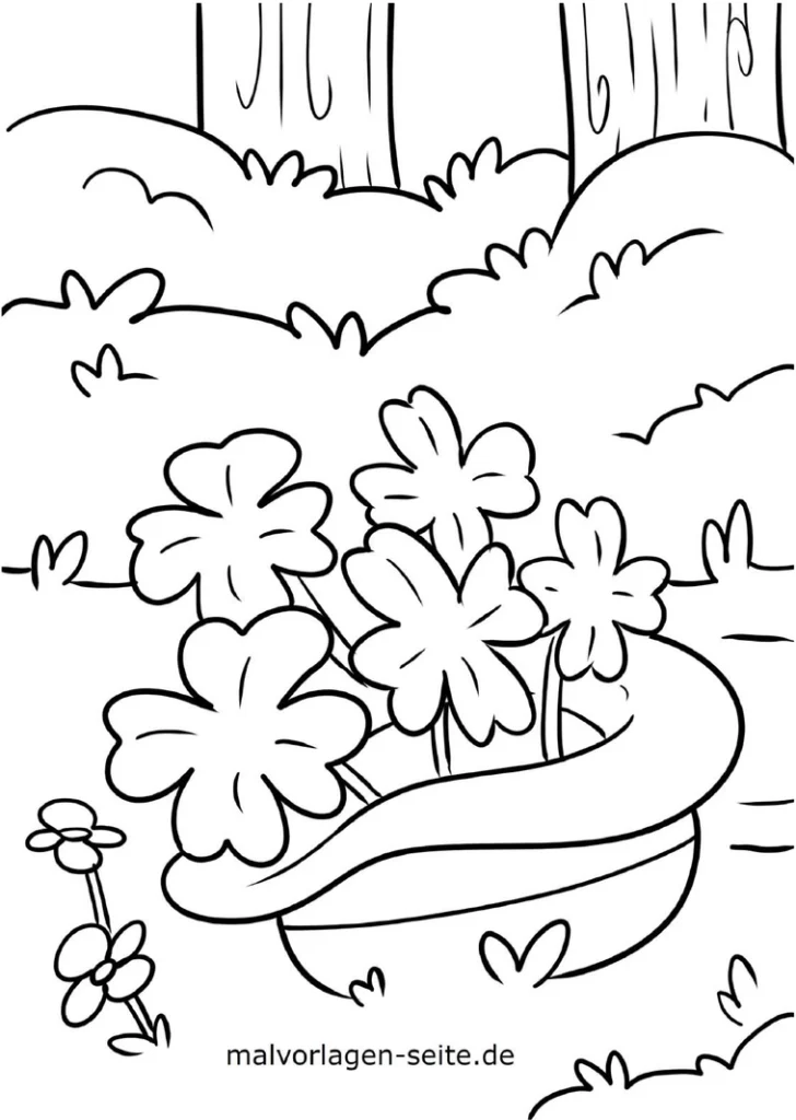 malvorlage-klee-pflanzen-im-fruehling