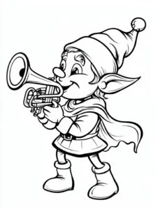 malvorlage-kleiner-elf-mit-trompete