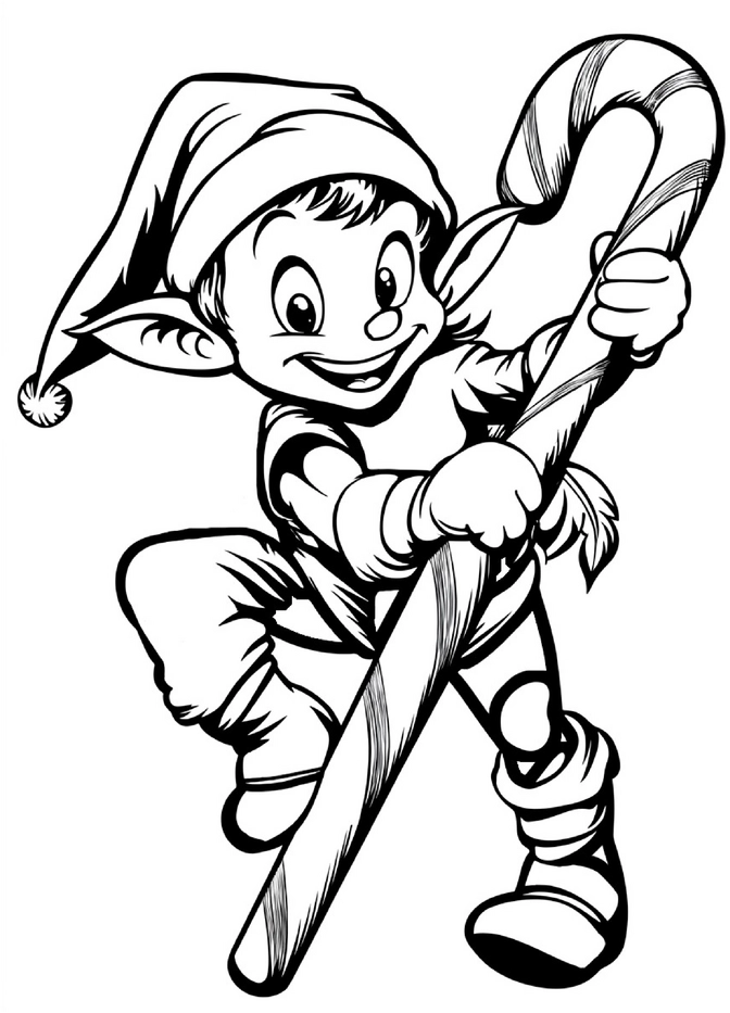 malvorlage-kleiner-elf-mit-zuckerstange