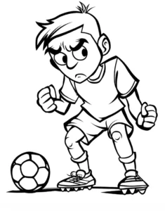 malvorlage-kleiner-fussballspieler-mit-ball